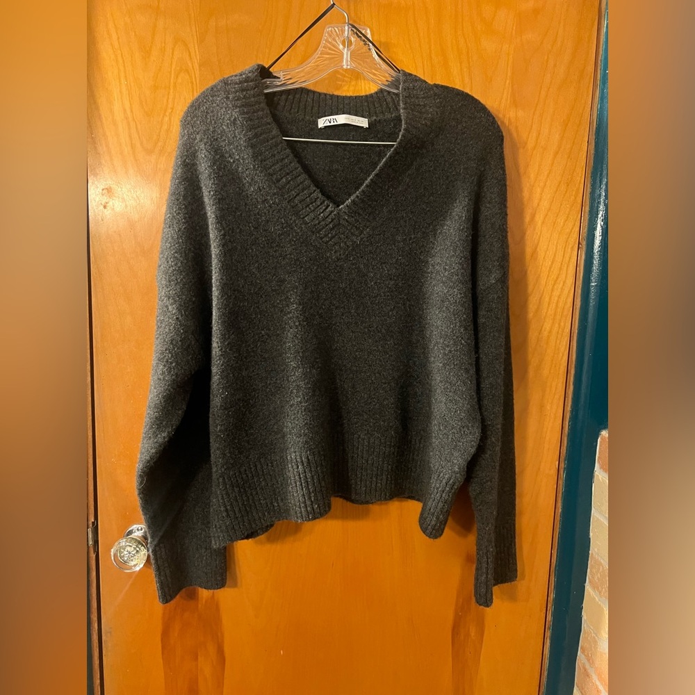 Zara Charcoal V-Neck Sweater